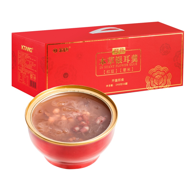 金唐新品即食红豆薏米本草银耳羹鲜炖营养速食代餐248g*6碗箱装