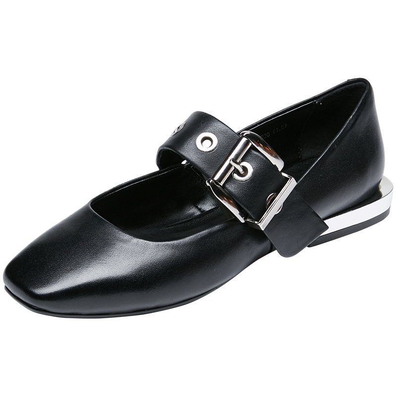 康奈女鞋 秋季时尚玛丽珍单鞋方头粗跟复古风女鞋金属扣饰职业正装浅口单鞋1277926