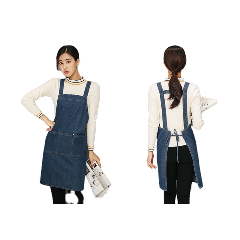 牛仔围裙 围腰工作服 H肩带款