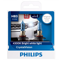 飞利浦(PHILIPS)水晶之光新银战士9005升级型汽车灯泡大灯灯泡近光灯远光灯卤素灯2支装 4300K 新老包装随机