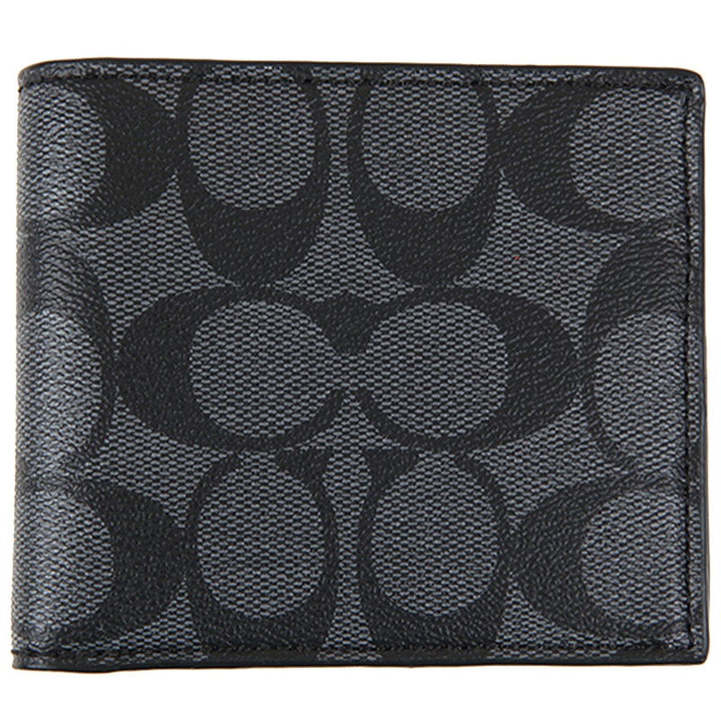 COACH/蔻驰logo印花男士短款折叠钱夹零钱包