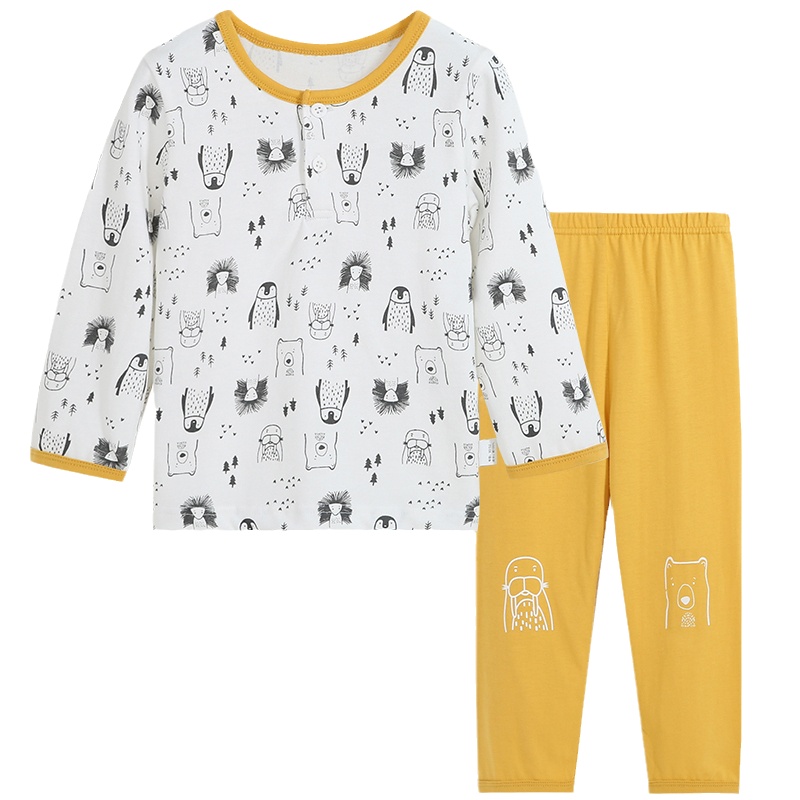 猫人家居服小中童男女孩宝宝春秋精梳全纯棉亲肤柔软卡通可爱睡衣