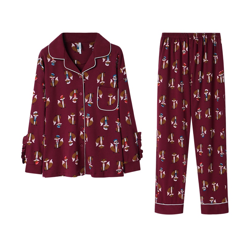 纯棉情侣睡衣女春秋韩版休闲开衫长袖卡通时尚青年家居服男