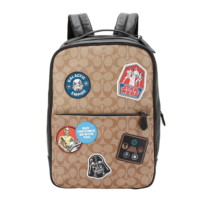 COACH 蔻驰 奢侈品 男士星战系列卡其色人造革配皮双肩包 F79951 QBTAM