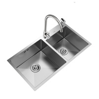 四季沐歌304不锈钢厨房水槽双槽水池一体加厚手工洗碗池家用单洗菜盆套餐