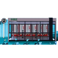 户外吸烟室 钢结构+镀锌板造型+钢化玻璃 6.0*2.4*2.6(米)