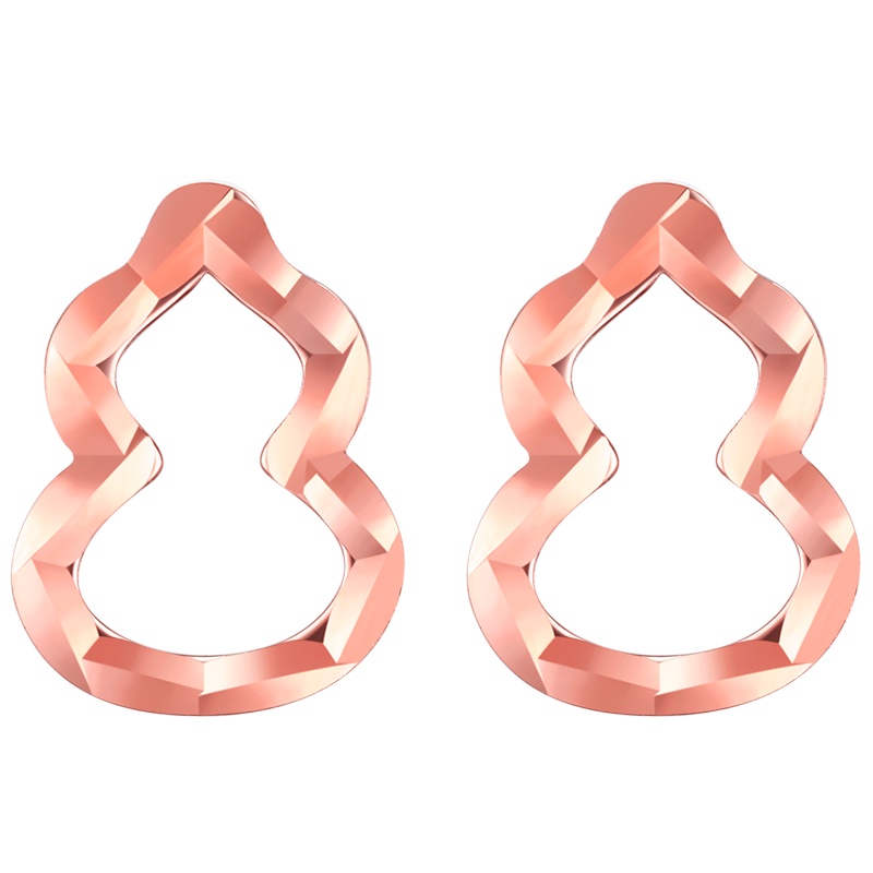 佰色传情18K金耳饰女简约彩金耳钉车花Au750玫瑰金耳环送女友送闺蜜生日情人节礼物