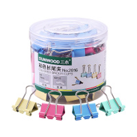 三木(SUNWOOD2016票夹彩色长尾文具长尾夹金属票夹彩色大号小号燕尾夹鱼尾夹夹子办公文件夹