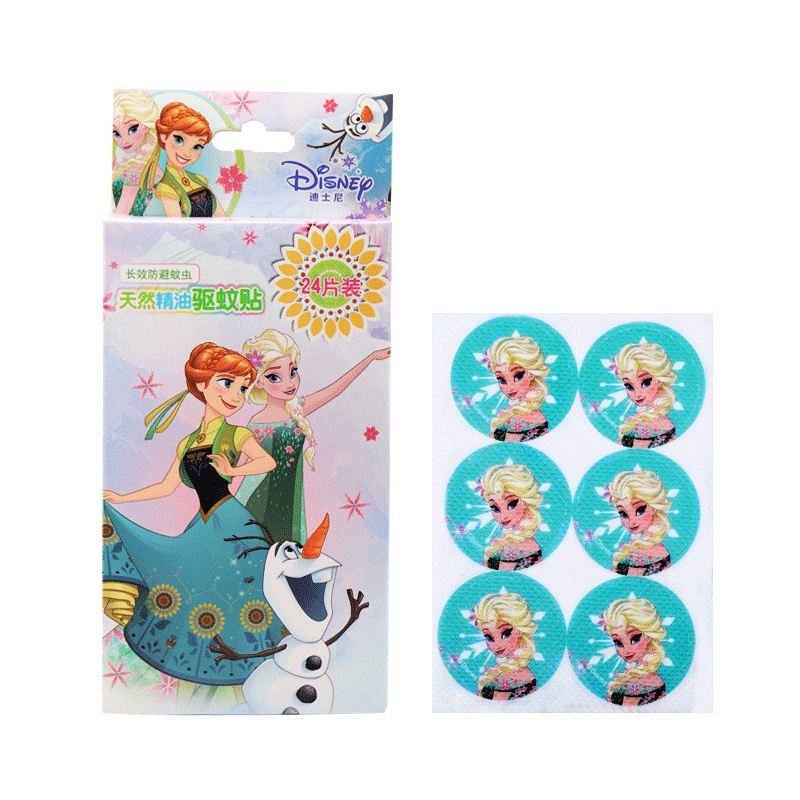迪士尼植物精油防蚊贴24枚 婴儿长效防避蚊虫 不含避蚊胺新生儿童宝宝驱蚊贴 成人旅游户外用品安全健康驱蚊 冰雪公主
