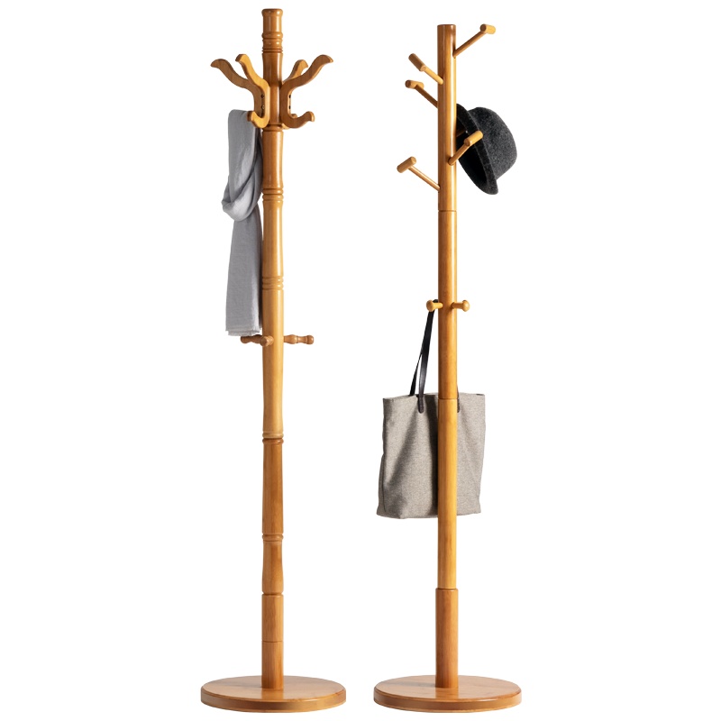 老竹匠 卧室置衣架实木衣帽架落地挂衣架楠竹简易衣服架子室内办公立式衣架现代简约晾多挂钩衣架置物架