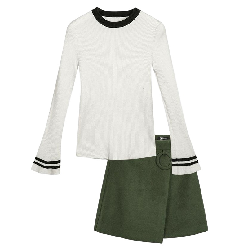 拉夏贝尔两件套洋气减龄裙新款俏皮针织衫毛衣高腰短裙半身裙女