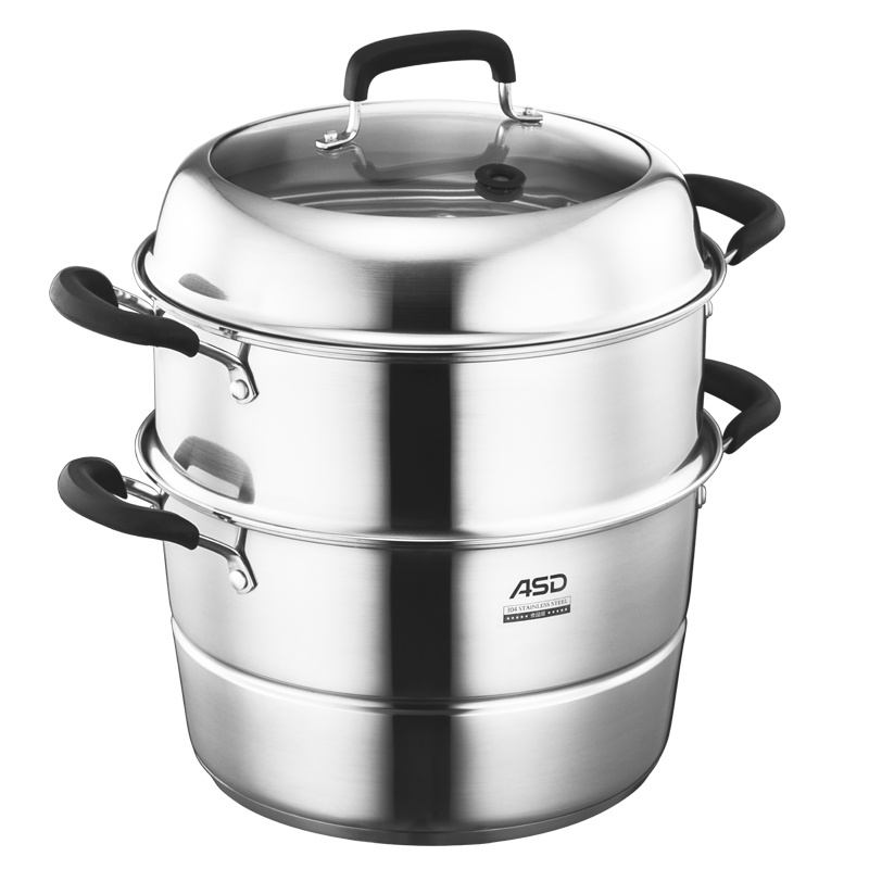 爱仕达(ASD)304不锈钢不串味蒸锅家用 32cm特大号三层蒸鲜汽锅 蒸汤锅 明火电磁炉通用锅具ZS32F1Q