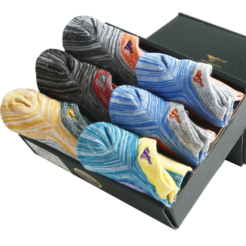 七匹狼 6双盒装短袜船袜吸汗棉袜花纱运动袜舒适男袜子