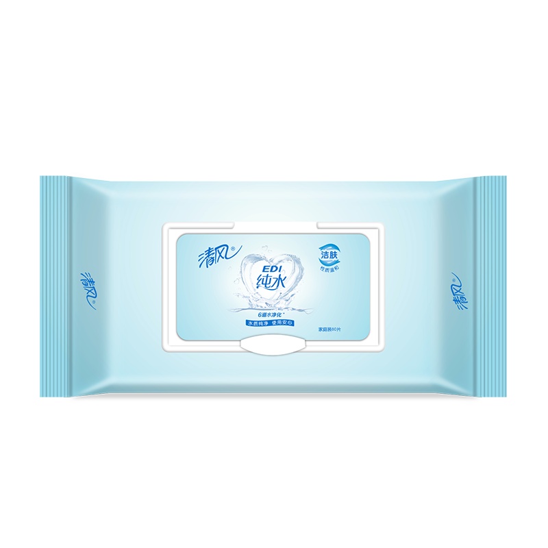 清风湿巾EDI纯水湿巾80片*6包手口私处成人房事适用宝宝婴儿湿巾