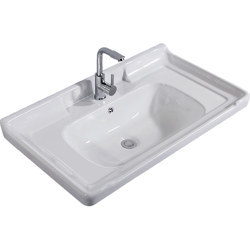 单盆台盆洗面盆洗脸盆手逗一体陶瓷盆半嵌入式台上盆艺术盆方形洗手盆
