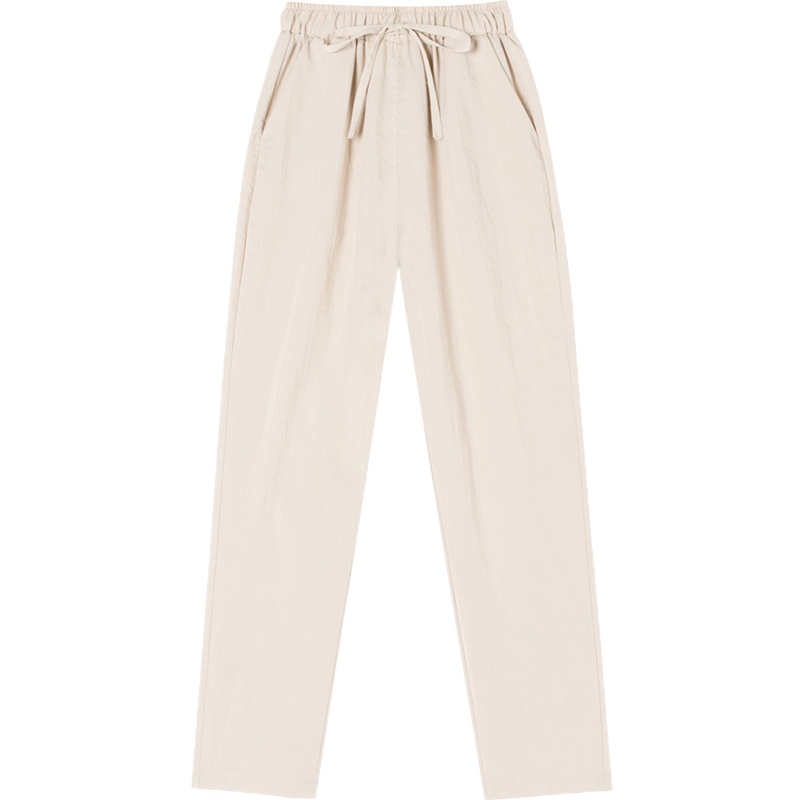 小样传奇2021春新款棉麻九分宽松显瘦裤子薄款高腰百搭哈伦休闲女裤