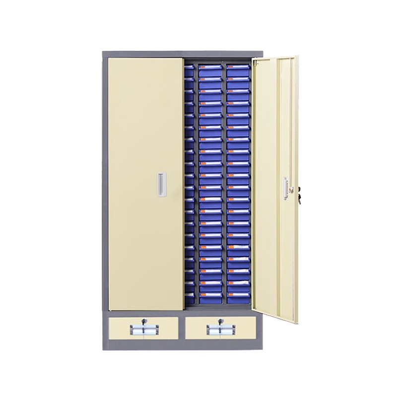 臻远零件柜抽屉式工具柜 100抽蓝色带门加二斗小号