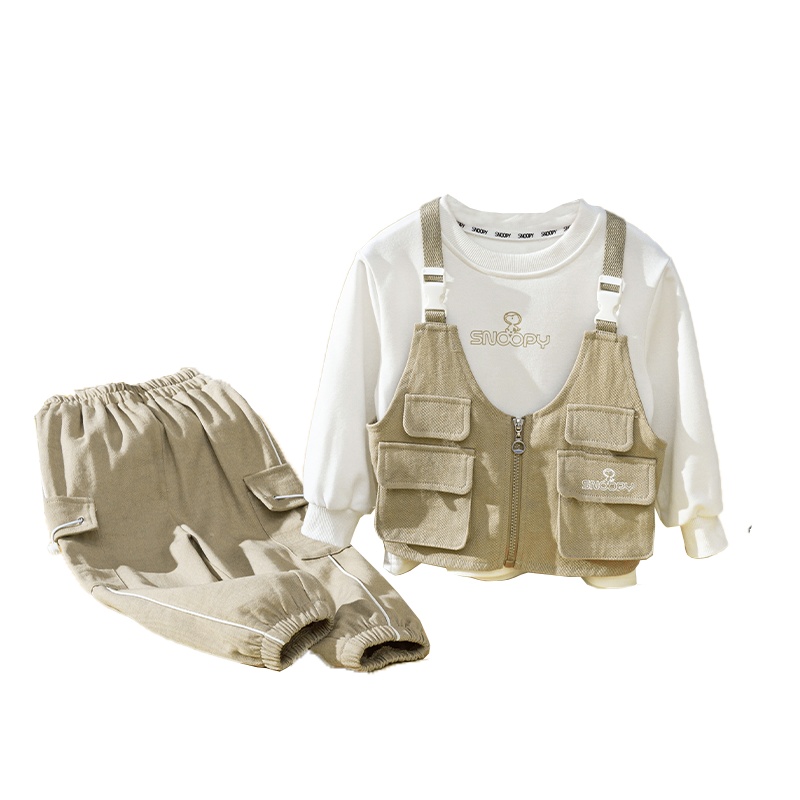 史努比(SNOOPY)新款儿童套装潮流马甲三件套SXM071