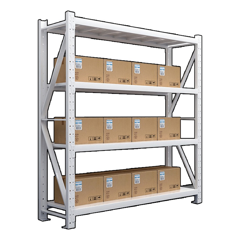 文灵仓库仓储货架四层金属五金货架家用中型重型置物架展示架子承重200kg白色主架150*50*200