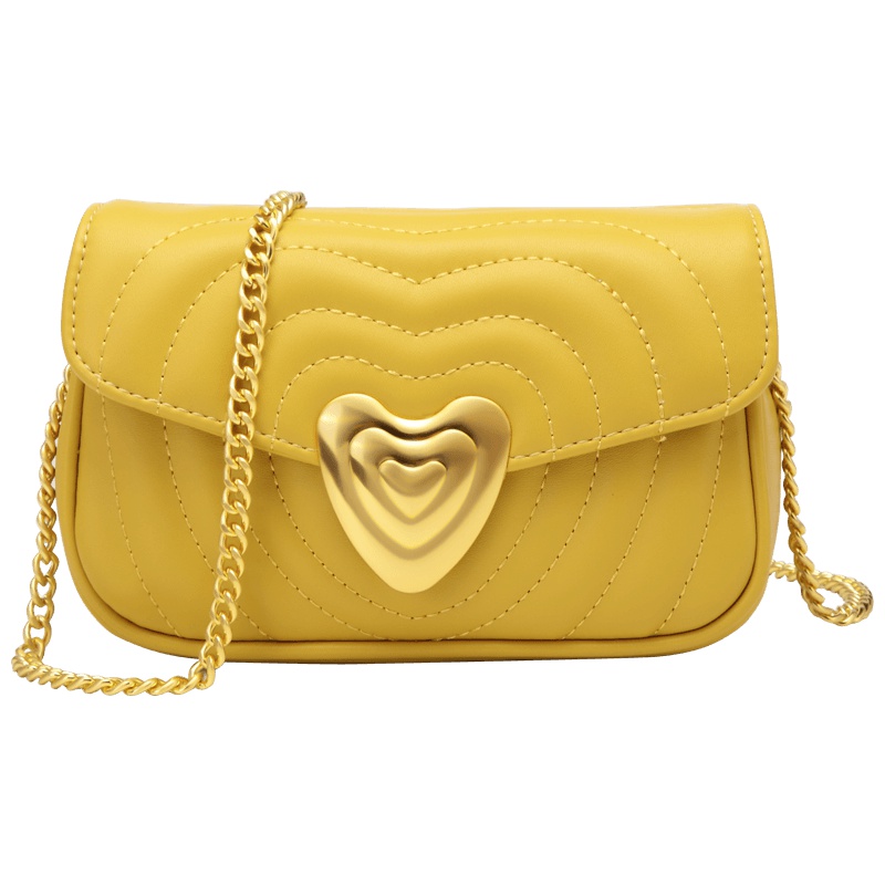 第九城（V.NINE） 单肩包女2019新款心型锁扣斜挎包时尚潮流百搭链条包