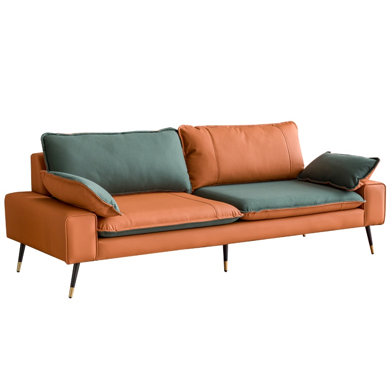 瑞仕达意式极简小户型皮沙发客厅双人直排小沙发北欧轻奢皮艺科技布沙发