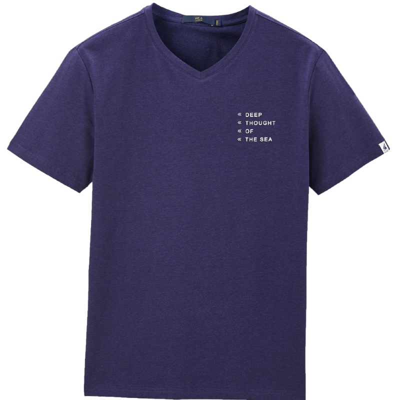 HLA海澜之家简洁V领短袖T恤2019夏季净色大方短T男HNTBJ2R233A