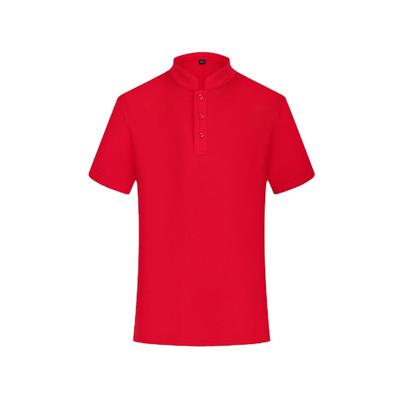 纯色棉涤细珠立领短袖T恤 1902