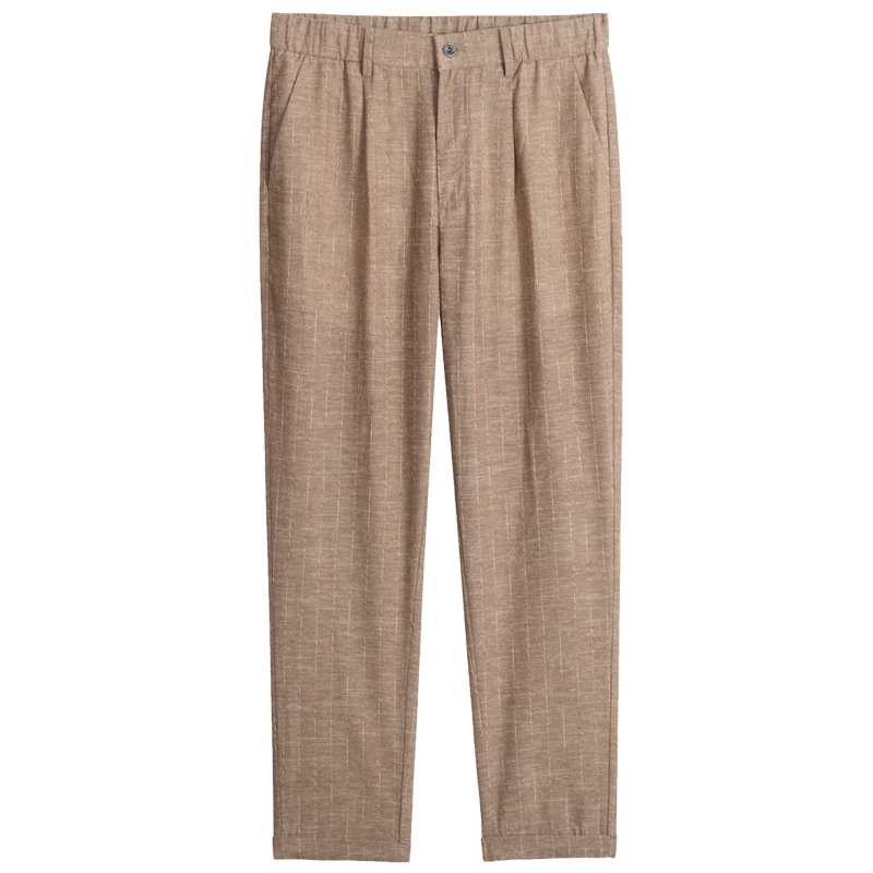 千纸鹤男装松紧腰休闲裤2020春季新款亚麻休闲轻薄九分裤子70308