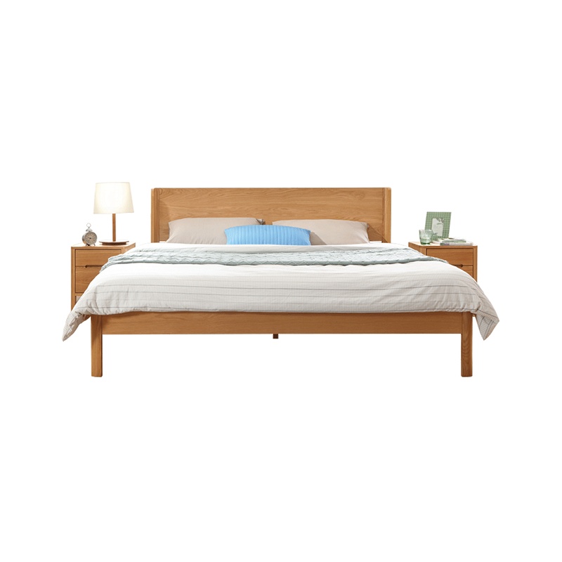 林氏木业简约双人床原木色床成人婚床北欧实木家具LS046A2