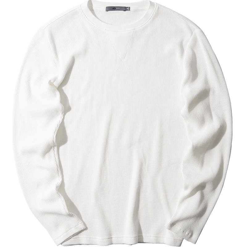 黑鲸简约华夫格长袖T恤秋季男装基础打底套头衫男CNTAJ38020A