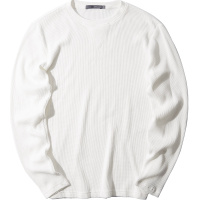 黑鲸简约华夫格长袖T恤秋季男装基础打底套头衫男CNTAJ38020A