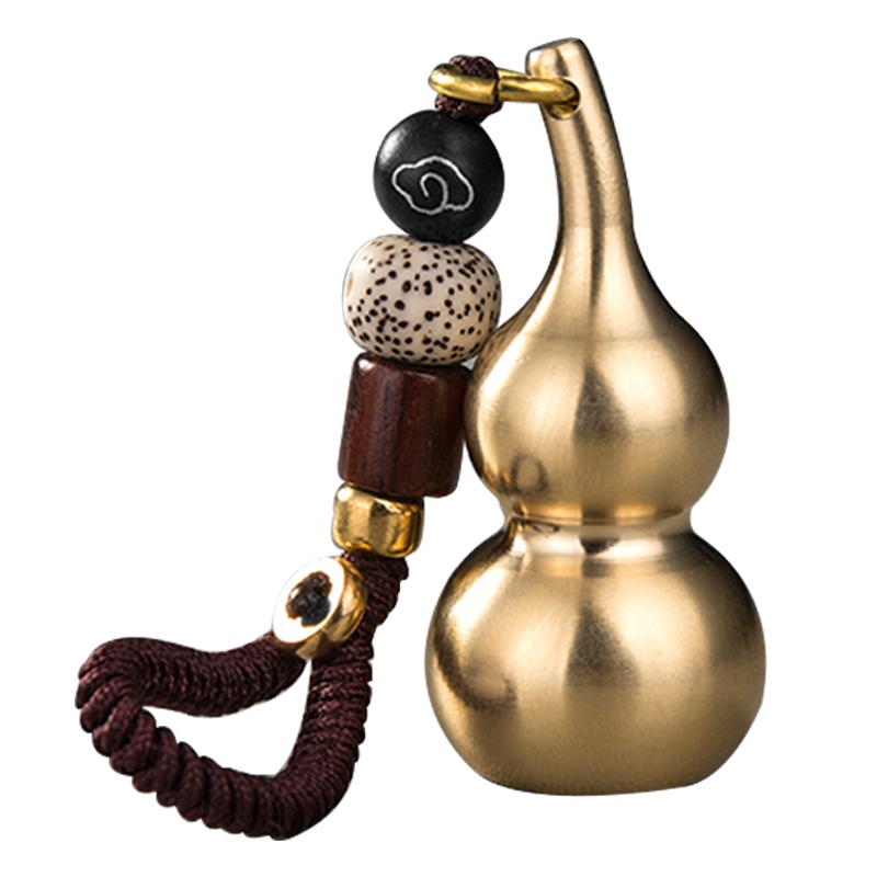 享动铜葫芦手工编织挂绳钥匙扣挂件汽车链圈环男女个性创意书包挂饰 简约款-实心