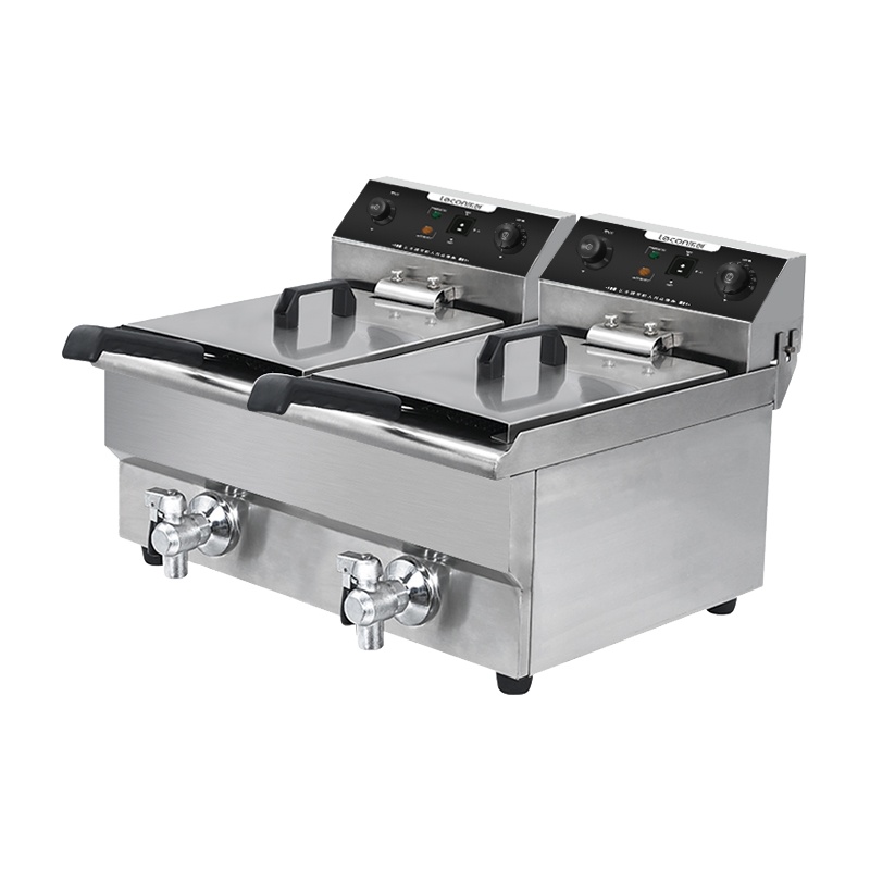 乐创(lecon)电炸炉 LC-DZL08S 商用油炸锅 16升双缸大容量 小吃炸串机炸薯条机炸油条机 6000W电炸锅