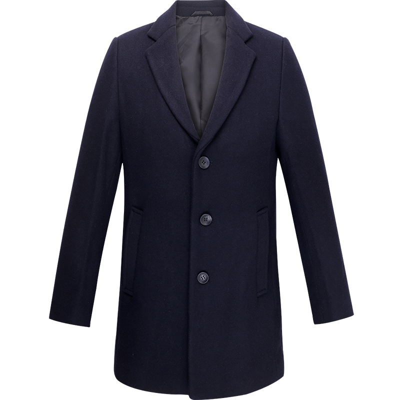 红豆男装 男士毛呢大衣 冬季商务休闲平驳领羊毛混纺呢大衣