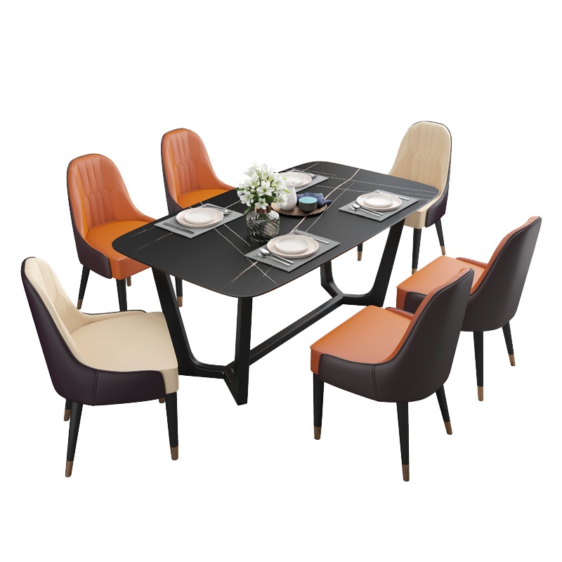 一米色彩 餐桌 意式岩板餐桌家用小户型轻奢餐桌椅组合客厅长方形防刮饭桌 餐厅家具