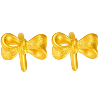 金一足金3D硬金可爱蝴蝶节耳饰女士黄金耳钉纯金礼送女友(定价) ACF002