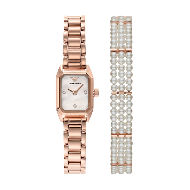 Armani阿玛尼手表摩登小方表盘百搭时尚石英表女士腕表 生日礼物 送女友AR11323