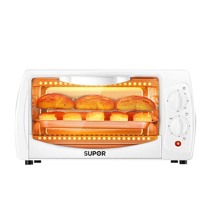 苏泊尔(SUPOR)家用多功能电烤箱 定时控温 10L迷你小烤箱家用易操作 瓷釉白