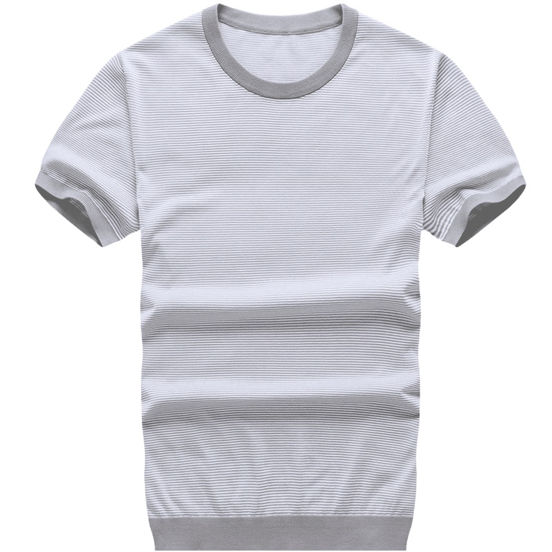 布先生短袖T恤 针织t纯棉条纹男士圆领商务休闲夏装体恤AF2079