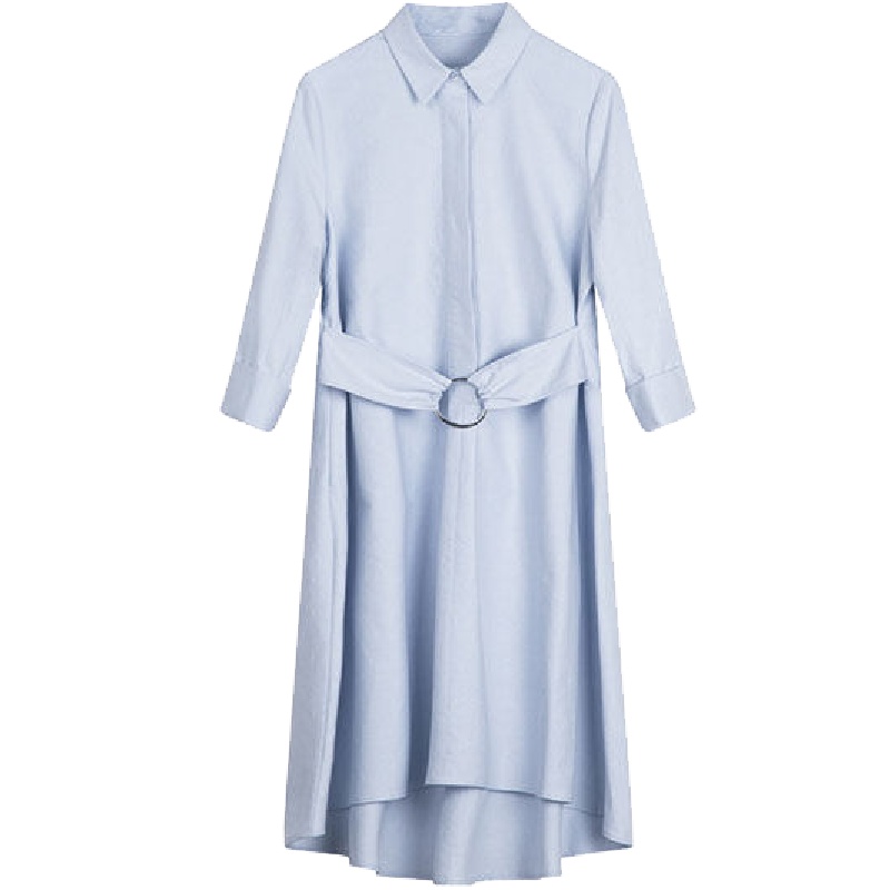 上新拉夏贝尔秋冬新款韩版气质收腰显瘦a字中长纯色连衣裙女1T000839