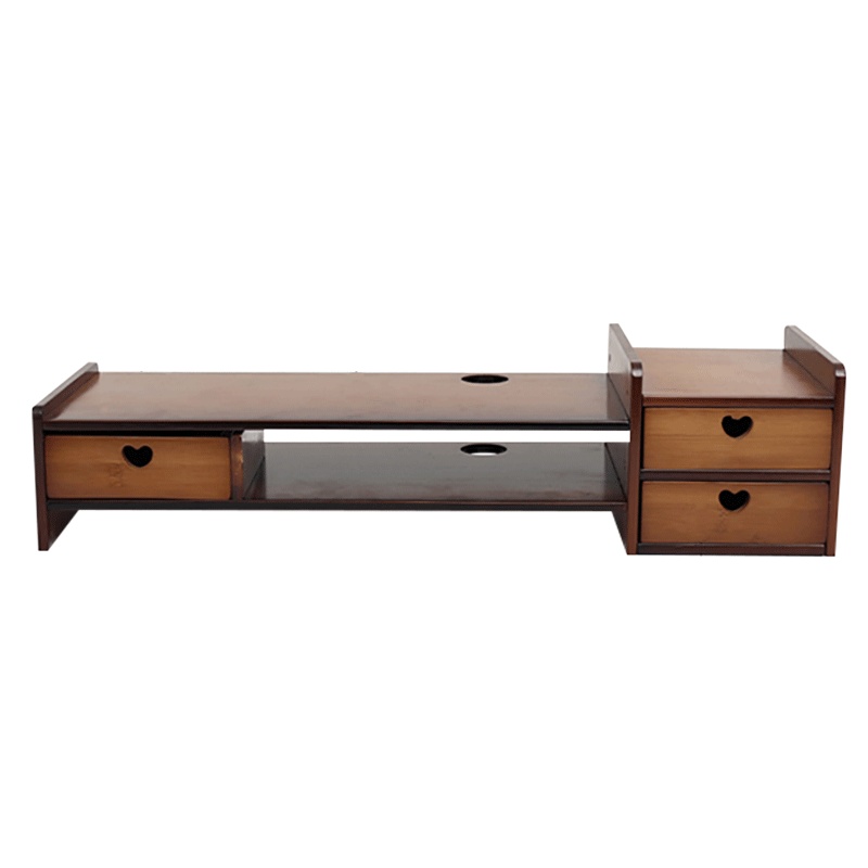 倍方(befon)茶色爱心款三抽屉电脑显示器增高架 电脑支架 置物架 电脑底座 电脑增高架 显示器支架显示器底座