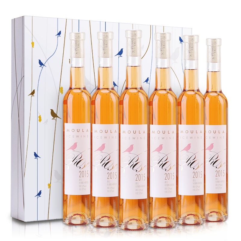慕拉(MOULA)玫瑰酿冰酒女士冰白葡萄冰酒甜型甜颜值6支礼盒装整箱 375ml*6支
