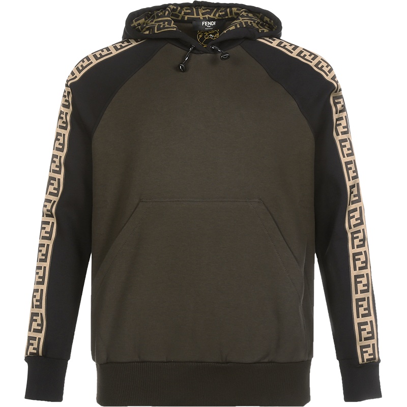 FENDI 芬迪 款 男士 棉/聚酯纤维加绒款连帽长袖卫衣运动衫 FAF588 AD39