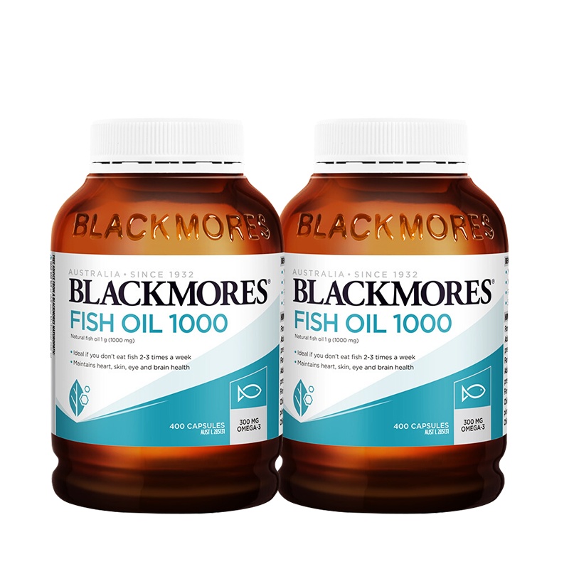 2件装丨BLACKMORES澳佳宝原味深海鱼油400粒/瓶装软胶囊含欧米伽3中老年专用DHA 膳食营养补充剂 澳洲进口