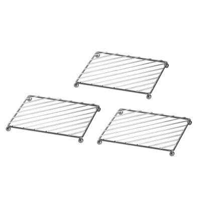 欧润哲 隔热垫 3只装方形不锈钢粗线款 家用防烫垫锅垫餐桌垫杯垫盘垫汤锅垫碗碟垫其他家庭整理用具