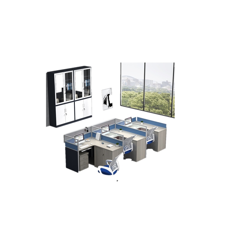 欧宝美屏风办公桌职员桌员工桌员工位工作位电脑桌卡座F型天蓝色