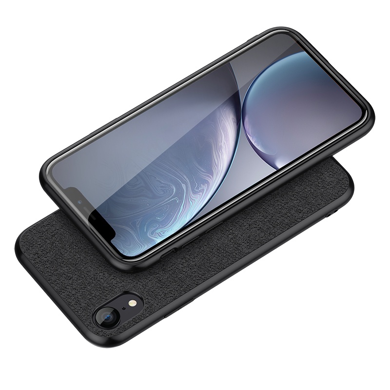 ESCASE iPhone xr手机壳苹果xr手机外壳 xr保护套 个性创意全包边防摔贴皮背壳 ES-19深邃黑