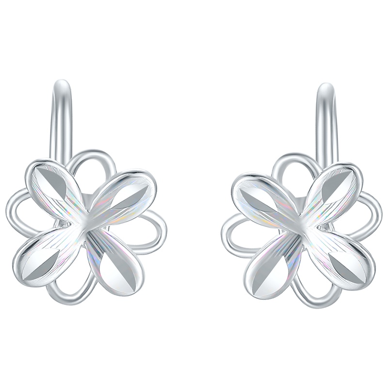 周六福(ZHOULIUFU)PT950铂金耳钉女挚爱浪漫花型素白金珠宝耳环耳针耳饰PT093154