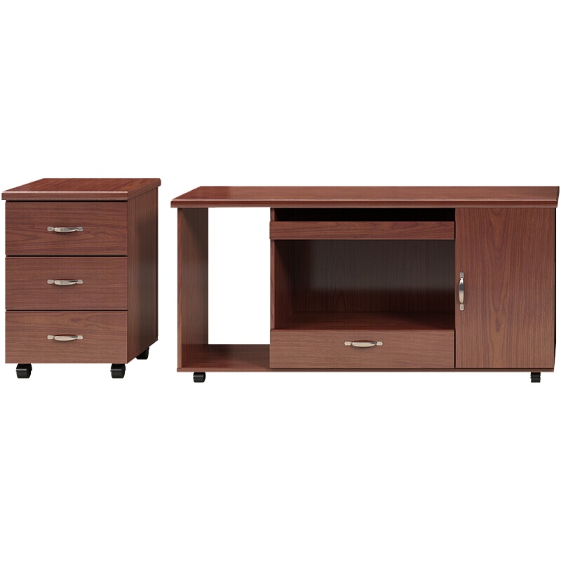 尔迈 移动办公柜子储物文件柜员工矮柜资料柜床头三抽屉贴木皮活动柜