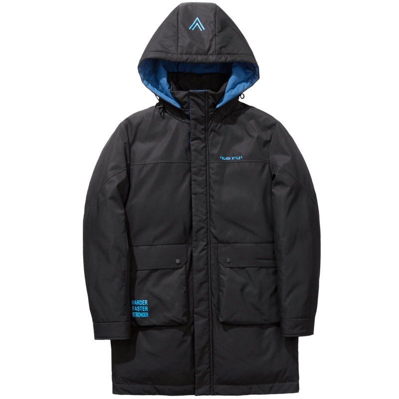 千纸鹤男装外套冬季新款青年时尚连帽休闲中长款羽绒服60151